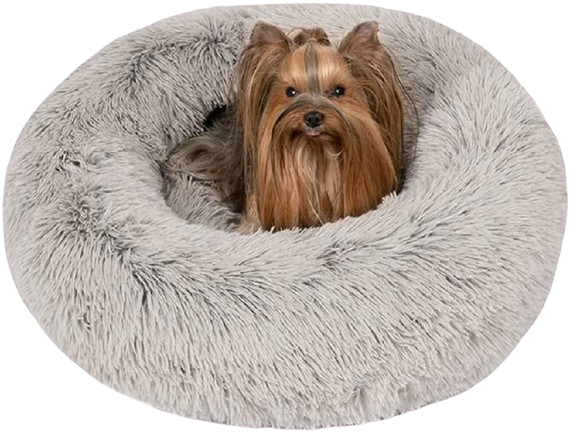 Donut Dog Bed Faux Fur Fluffy Calming Sofa for Small Dogs