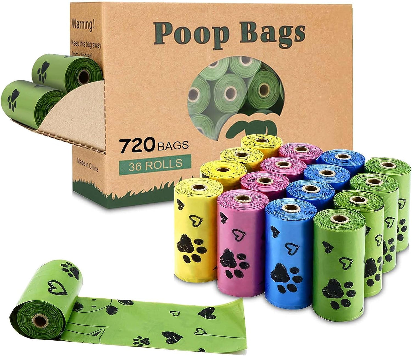 Biodegradable Dog Poop Bags: 720 Bags Extra Thick Strong Leak Proof Dog Waste Bags for Dogs with 1 Dispenser -Scented